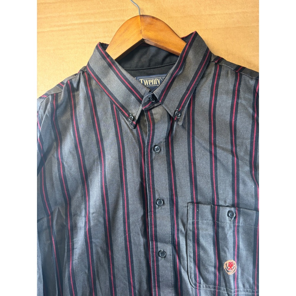 Vintage Wrangler Twenty X Shirt Mens 17.5 35/36 Black Red Stripe Made USA